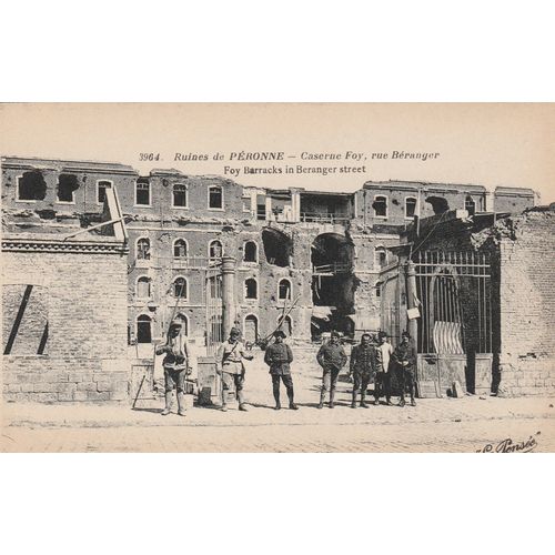 War Damage Ruines De Peronne Foy Barracks In Beranger Street Postcard (WD167)