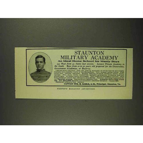 1908 Staunton Military Academy Ad - For Manly Boys