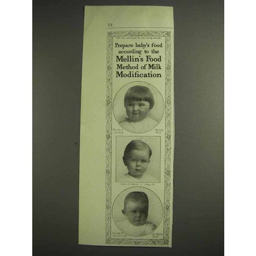 1917 Mellin's Baby Food Ad - Method Milk Modification