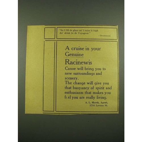 1915 Racinewis Canoes Ad - A Cruise In Your Genuine Racinewis