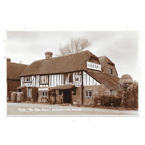 REAL PHOTOGRAPHIC POSTCARD OF TITHE BARN TEA ROOMS SADDLESCOME SUSSEX (2134)