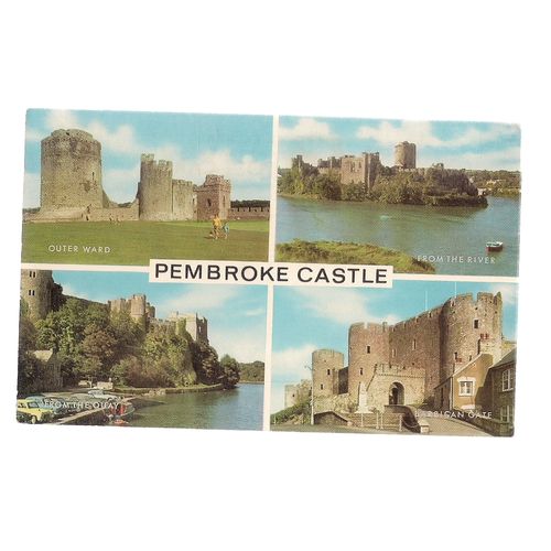 PEMBROKE CASTLE, multiview, Pembrokeshire, Wales unused vintage postcard #