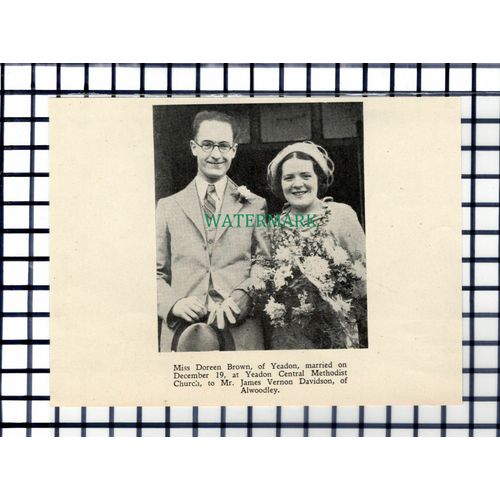 C7086) Miss Doreen Brown Yeadon James Vernon Davidson Alwoodley - 1936 Cutting