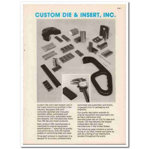 Custom Die Insert Inc 1983 Vintage Catalog Oil Petroleum Industry Gas