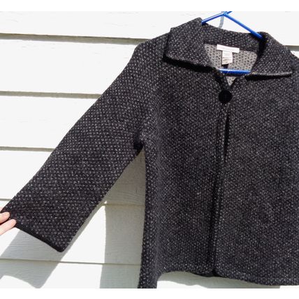 Covington Wool Cardigan Black/gray Wool Knit Sweater Small 38 Chest Jacket