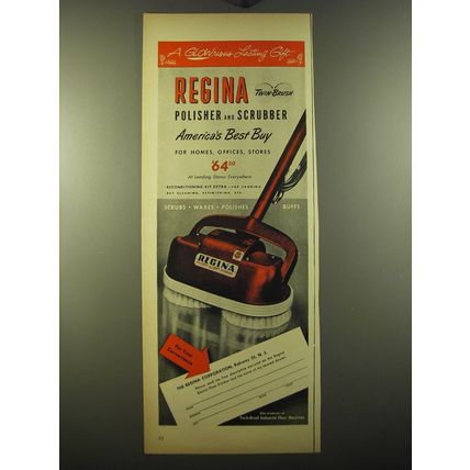 1950 Regina Twin-Brush Polisher Ad - A glowrious lasting gift