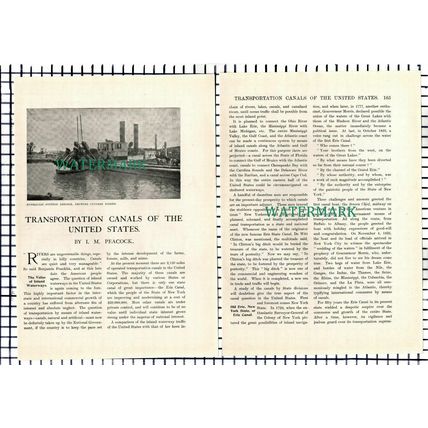 (8424) Transportation Canals United States - c.1930s Article