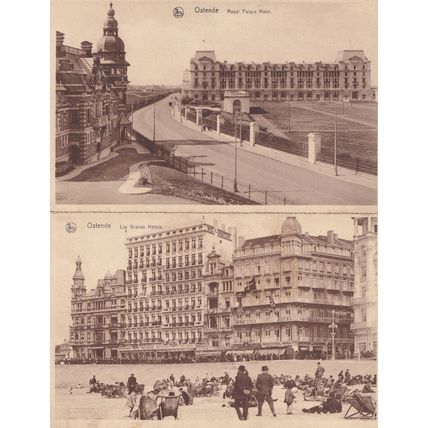 Ostende Royal Palace Les Grands Hotel 2x Postcard s