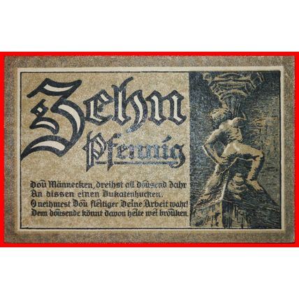 HANNOVER:GERMANY GOSLAR★10 PFENNIG 1920 CRISP! NAKED YOUTHS★LOW START★NO RESERVE