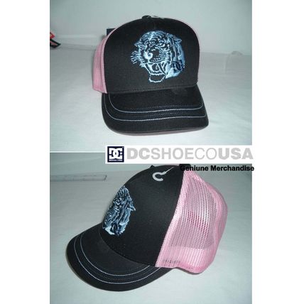 New Womens DC Shoes Black Pink Lion Trucker Adjustable HAT MSRP $25