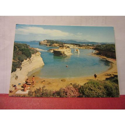 sidari, KEPKYPA, CORFU, GREECE used postcard 1985 pm #