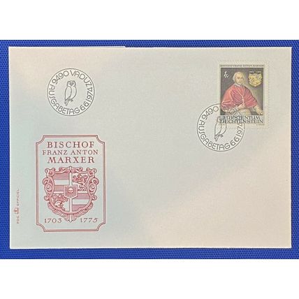 ZAYIX 1974 Liechtenstein Cover M 613, Sc 552 FDC Religion Bishop 011022SM52