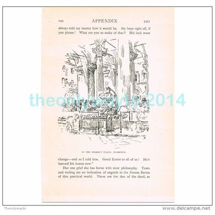 IN THE MARKET PLACE, FLORENCE, ITALY, BOOK ILLUSTRATION/PRINT, 1904