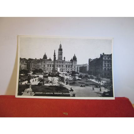 GEORGE SQUARE CENOTAPH & MUNICIPAL BUILDINGS, GLASGOW. unused vintage postcard =