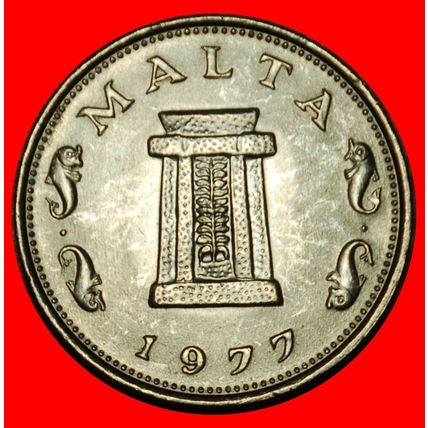 Ⰶ GREAT BRITAIN (1972-1981):MALTA★5 CENTS 1977 UNC DOLPHINS★LOW START★NO RESERVE