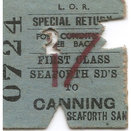 Liverpool Overhead Railway Edmondson Ticket - Seaforth Sands to Canning