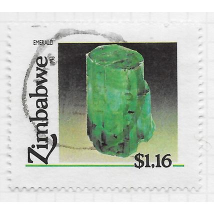 ZIMBABWE 1993 MINERALS EMERALDS $1.16 USED