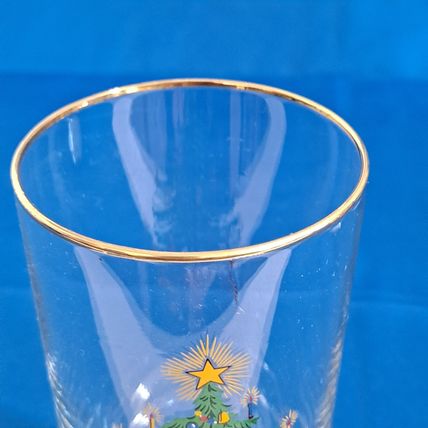 Lot 4 Christmas Tree Glass HIGHBALL TUMBLERS Water Drink Gifts Scene Barware