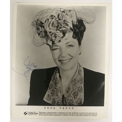 Vera Vague (d. 1974) Signed Autographed Vintage Glossy 8x10 Photo