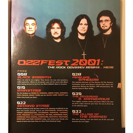 OZZfest magazine 2001 Ozzy Osbourne cover Marilyn Manson back cover
