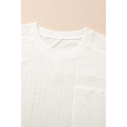 Jet Stream Textured Patched Pocket Short Sleeve Top Drawstring Shorts Set