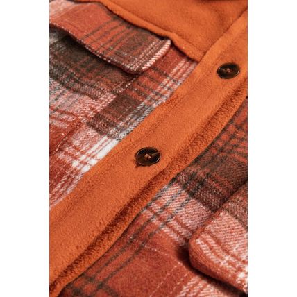 Khaki Colorblock Plaid Pattern Flap Pockets Buttoned Shacket
