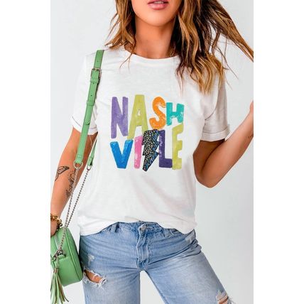 White Lightening NASHVILLE Graphic Crewneck T Shirt