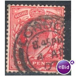 GB stamps 1902-10 KEV11 - 1d SG219 London 87