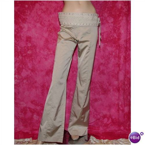 Karen Millen Gold Trousers with Faux Suede Belt Size 12 New With Tag Designer