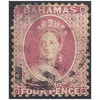 Bahamas 1863 SG27 4d Dull Rose Good Used (thin) ..