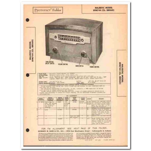 majestic model 8fm744 8-tube am fm radio sams photofact manual