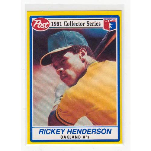 1991 Post Rickey Henderson Collector Series card #27 –HOF- Athletics