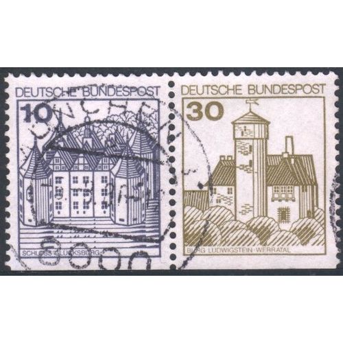 Germany 1977 - 10pf Gluckburg + 30pf Ludwigstein x 2 used 2