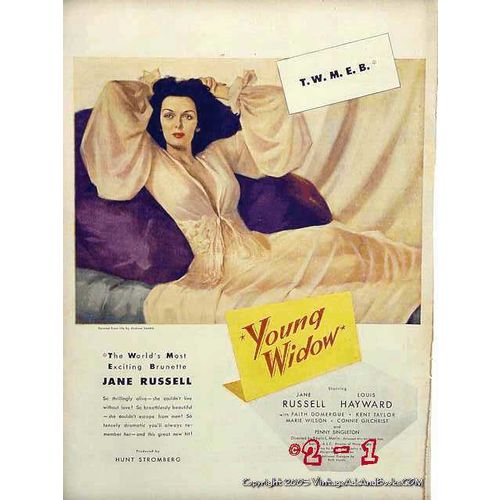 YOUNG WIDOW 1946 Jane Russell Louis Hayward movie vintage ad