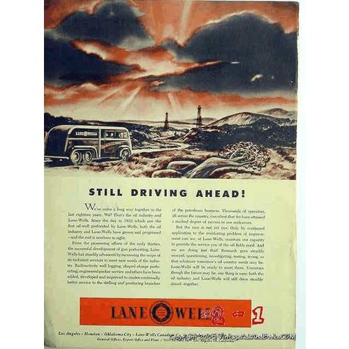 LANE-WELLS COMPANY 1951 Driving petroleum well drilling vintage ad