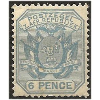 Transvaal 1894 SG203 6d Pale Dull Blue "wagon with shafts" Mounted Mint . .. .