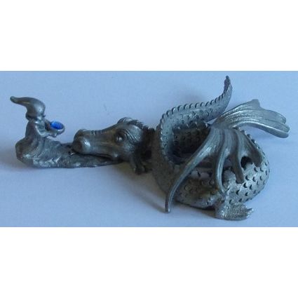 VINTAGE ' PEWTER ' BOY WIZARD vs DRAGON figurine Spoontiques (1980s)