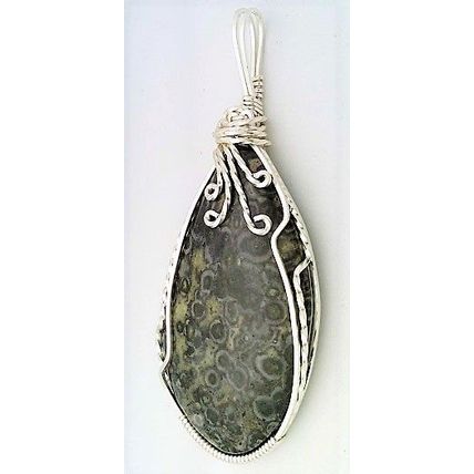 Bird Eye Jasper Silver Copper Wire Wrap Gemstone Pendant 9