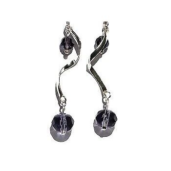 Sterling Silver twisted dangle Earrings with Crystal Beads
