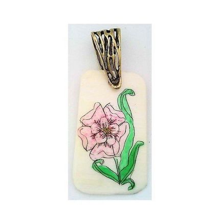 Scrimshaw Flower Pendant 7