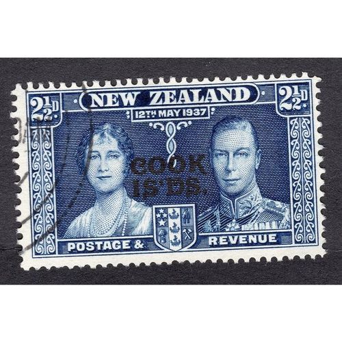 Cook Islands KGVI 1937 Coronation 2½d Prussian Blue Used SG 125 Sc 110 stamp