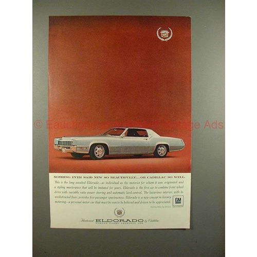 1967 Cadillac Eldorado Car Ad - So Beautifully So Well!