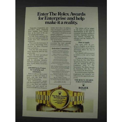 1982 Rolex Watches Ad - The Rolex Awards for Enterprise