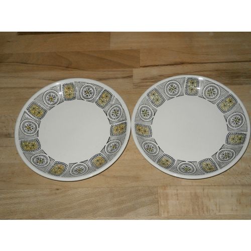 Two Retro Black & Yellow Biltons Ironstone Side Plates