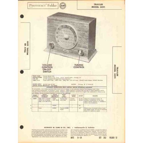 TRAV-LER model 5091 5 tube AM radio receiver Sams Photofact manual
