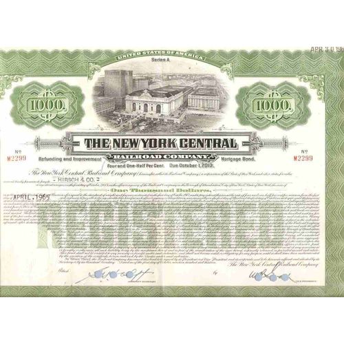 New York New York City Stock Certificate Company: New York Central Railroa~106