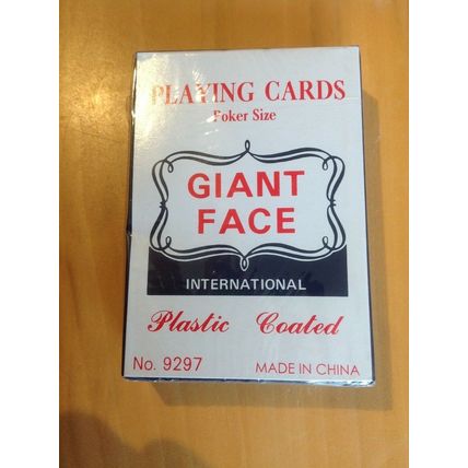 Giant Face Plastic Coated Standard Size Playing cards deck Blue Poker Size BNIP