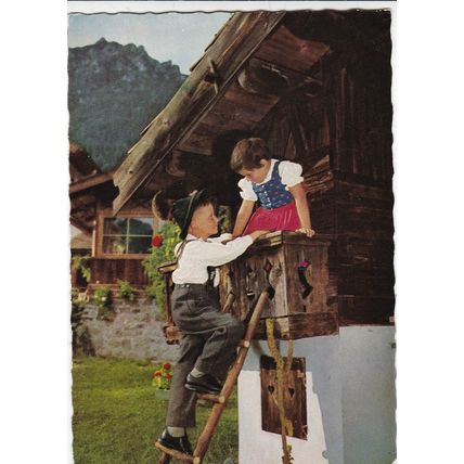 Children In traditional Costume Germany Postcard unused VGC