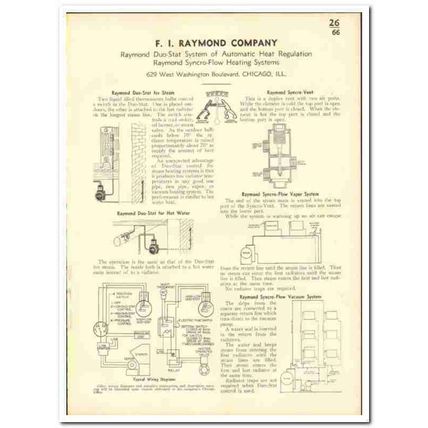 F I Raymond Company 1935 vintage heating catalog regulation Duo-Stat