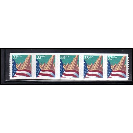3281c 33c U.S. Flag Over City Very Fine MNH PNC 5555/5 KA9376